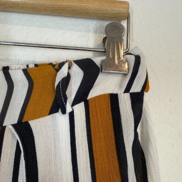Selfie Leslie Striped Wide Leg Palazzo Pants Navy White Front Slit Small - Picture 7 of 11
